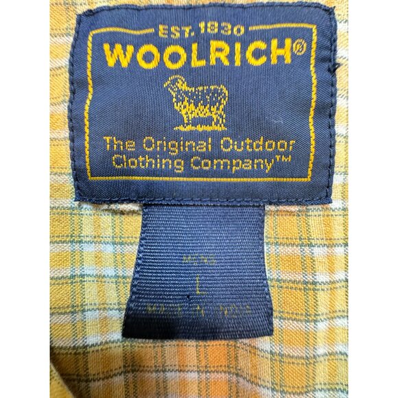 Woolrich Mens Plaid Short Sleeve Button Up Shirt Size L Yellow/White Casual - Picture 2 of 7